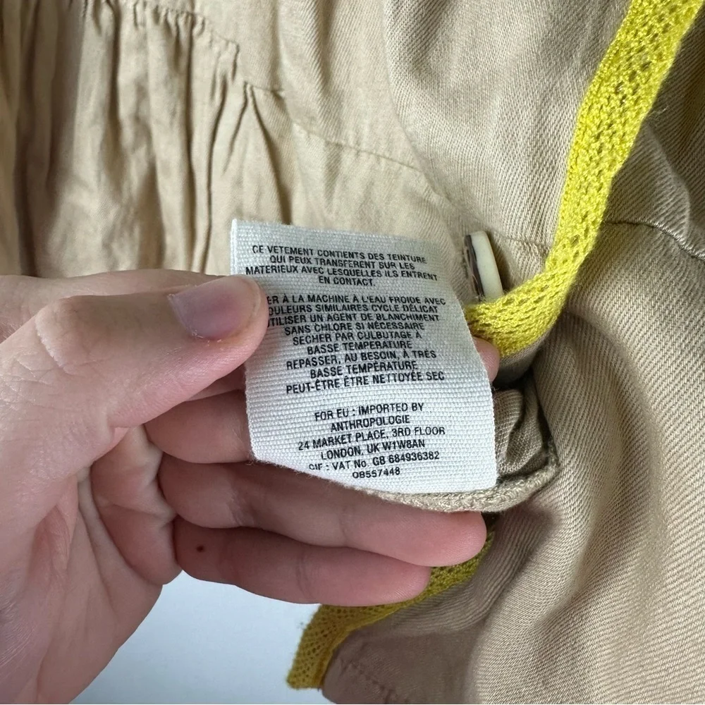 Hei Hei Anthropologie Tan Anorak Button Front Hooded Jacket Size Medium